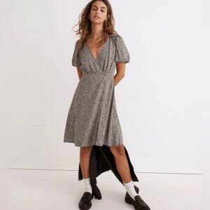 Madewell Women’s Challis Wrap Mini Dress in Tudor Flora Size 8 Black Biti Floral